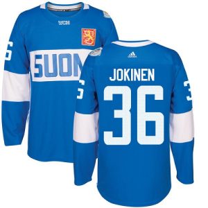 Herren Team Finland #36 Jussi Jokinen Authentic Blau Auswärts 2016 World Cup